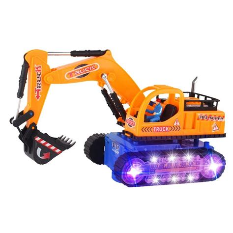 TECHEGE Excavator Truck Toys Crane for Toddler Boys and Kids with Sirens, LED Lights ...