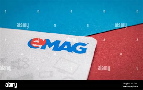 CLUJ, ROMANIA - NOV 08, 2019: eMAG logo on their credit card. eMAG is the biggest e-commerce ...