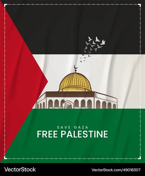 Free palestine flag whit al-aqsa mosque Royalty Free Vector