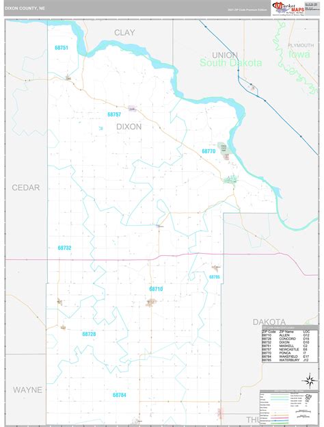 Dixon County, NE Wall Map Premium Style by MarketMAPS - MapSales.com