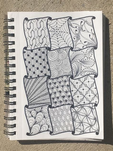 Zentangle, doodle, twelve patterns | Zentangle patterns, Zen doodle patterns, Zentangle drawings