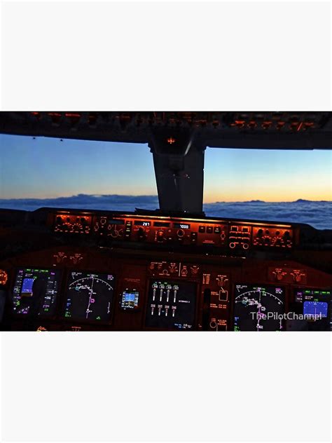 "Boeing 747 cockpit view flying above the clouds in the sunset" Canvas ...