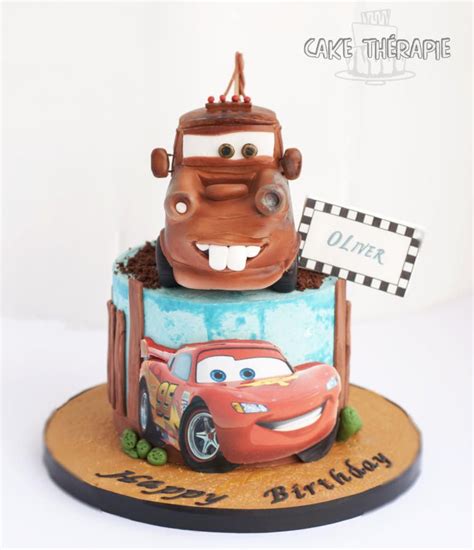 Tow Mater and McQueen cake | Mcqueen cake, Disney birthday cakes, Cake