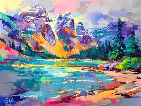 MORAINE Print Mountains Print Lake Art Acrylic Painting - Etsy Canada