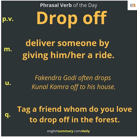 Drop off Phrasal Verb Meaning and Examples in English (завезти, занести, забросить) | English ...