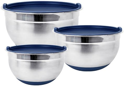 Durable Stainless Steel Mixing Bowls with Lids and Non Slip Bottom (Set ...