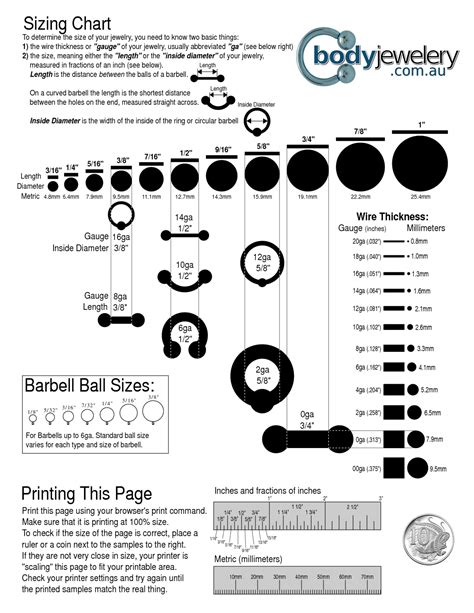 Ear Plug Sizes Chart Gauge Actual Size