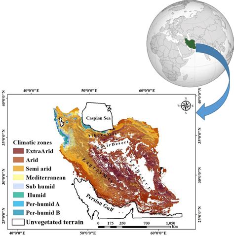 Map of climate zones in Iran based on the Extended De Morton ...