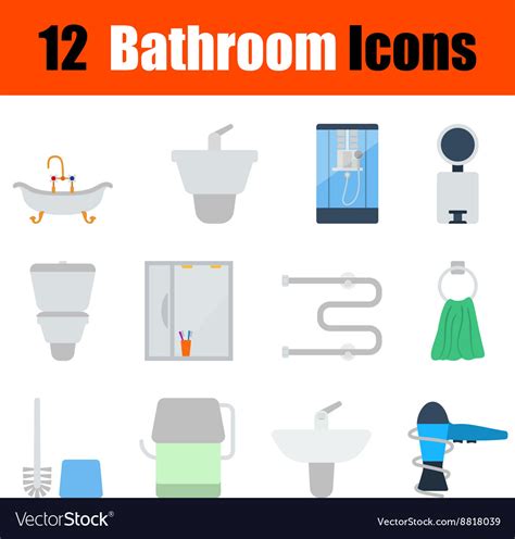 Flat design bathroom icon set Royalty Free Vector Image