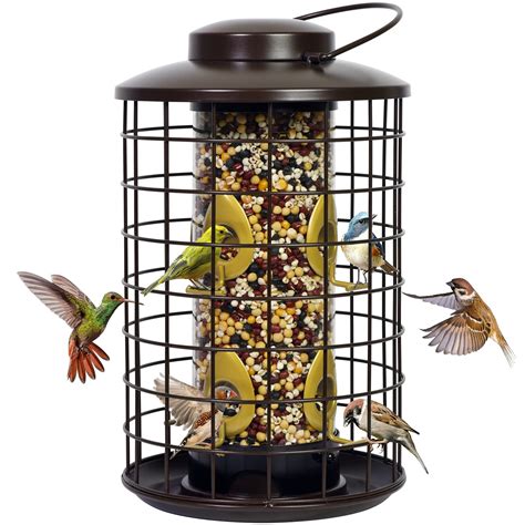 Mosloly Caged Bird Feeder for Wild Birds Outside, Large Heavy-Duty ...