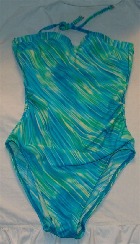 Christina One Piece High Hips Swimsuit 12 34 Blue Gre… - Gem