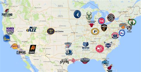 NBA Map | Teams | Logos - Sport League Maps : Maps of Sports Leagues