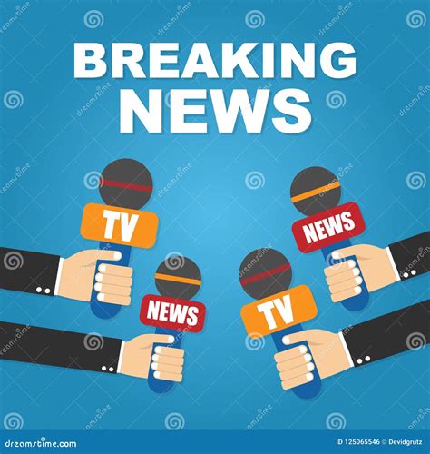 Hand Holding Microphone. Breaking News Stock Vector - Illustration of ...