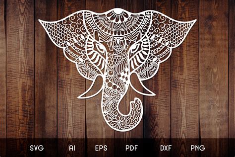 Elephant Head Zentangle - Doodle Art SVG