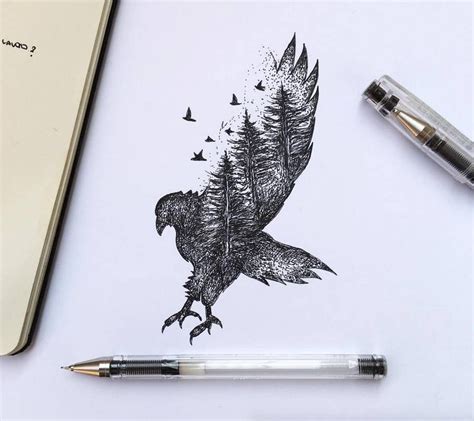 Poetic Surreal Black Ink Pen Illustrations | Pen illustration, Small ...