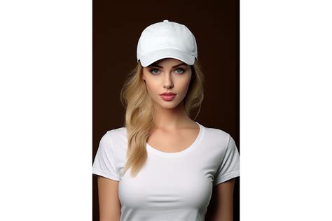 Female Wearing a White Cap Mockup Graphic by Illustrately · Creative Fabrica