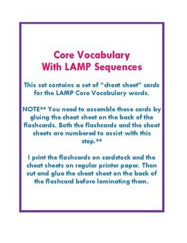 LAMP - AAC - Words for Life - Core Vocabulary Cheat Sheet Flashcards