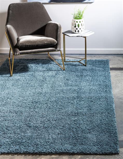 Unique Loom Indoor Rectangular Solid Print Modern Area Rugs Slate/Blue, 4' 0 x 6' 0 - Walmart ...