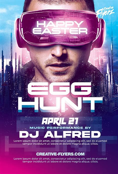 Futuristic Easter Party Flyer template - Creative Flyers