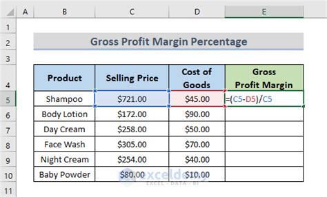 How to Calculate Gross Profit Margin Percentage with Formula in Excel: 2 Methods