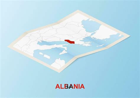 Folded paper map of Albania with neighboring countries in isometric style. 25443002 Vector Art ...