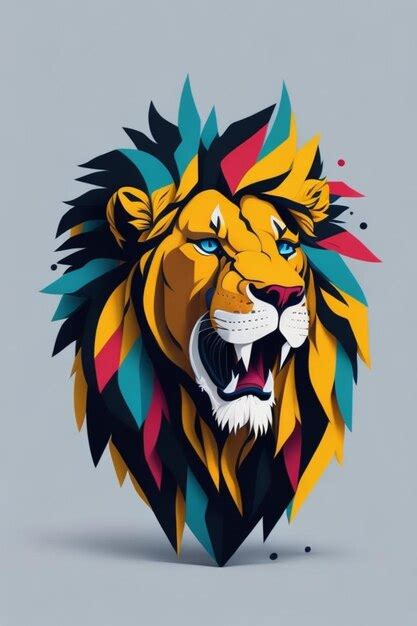 Premium AI Image | colorful lion lion logo lion vector wpap