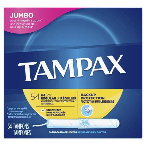 TAMPAX Cardboard Tampons Regular Unscented, 54 Count - Walmart.com - Walmart.com