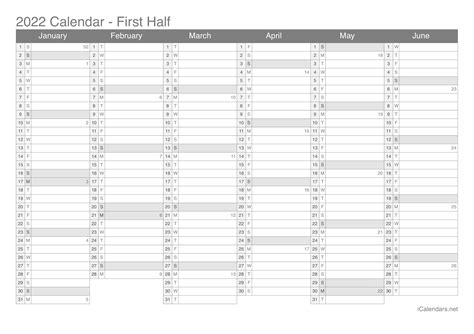 2022 Printable Calendar - PDF or Excel - icalendars.net