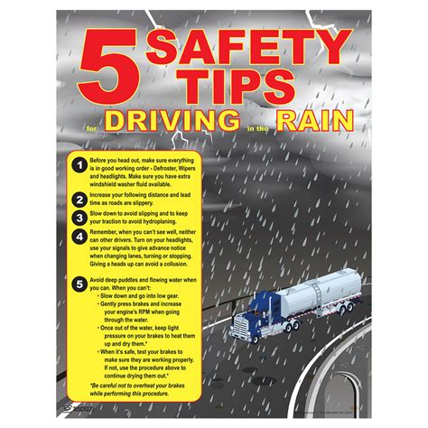 Safety Poster - 5 Safety Tips For Driving In The Rain - CS274329