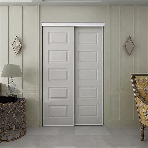 Colonial Elegance Rockport 36 in. x 80.5 Masonite White Embossed Sliding Closet Door | The Home ...