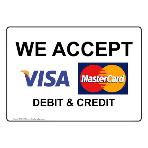 Retail Sign - We Accept Visa, Mastercard Debit & Credit