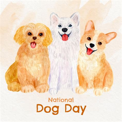 Free Vector | Hand painted watercolor national dog day illustration