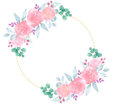 Watercolor Flower Wreath Clipart Border Pink Flowers Png | Porn Sex Picture