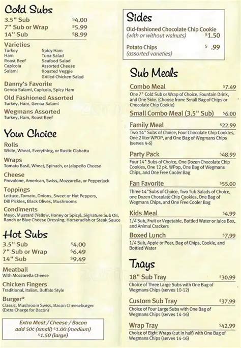 Wegmans - Sub Shop Menu, Menu for Wegmans - Sub Shop, Malvern, Chester ...