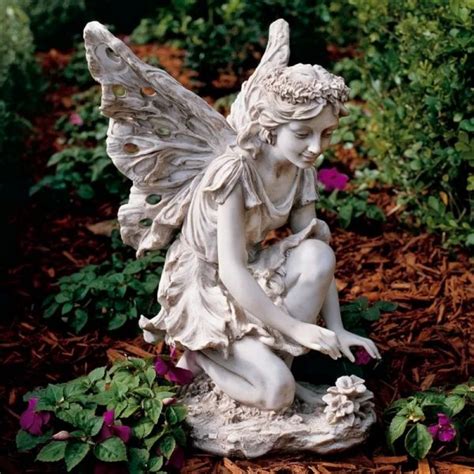 Concrete Fairy Garden Statue Fiona The Flower Fairy Outdoor Decor ...