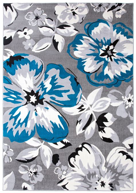 Modern Floral Circles Blue 5' X 7' Indoor Area Rug - Walmart.com