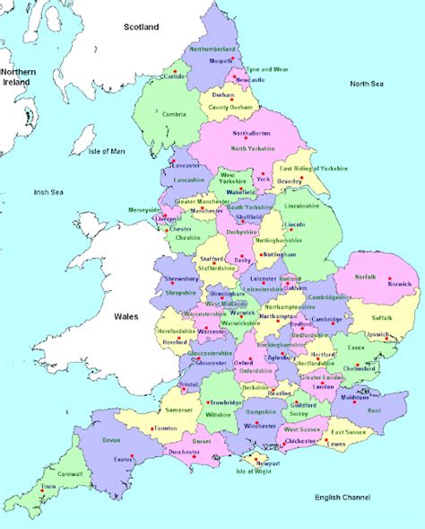 Online Maps: Map of England with Counties