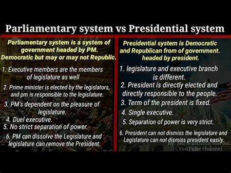 Difference between Parliamentary system and Presidential system. types ...