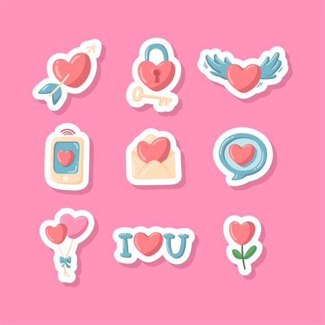 Valentine's Day Stickers 1874114 Vector Art at Vecteezy