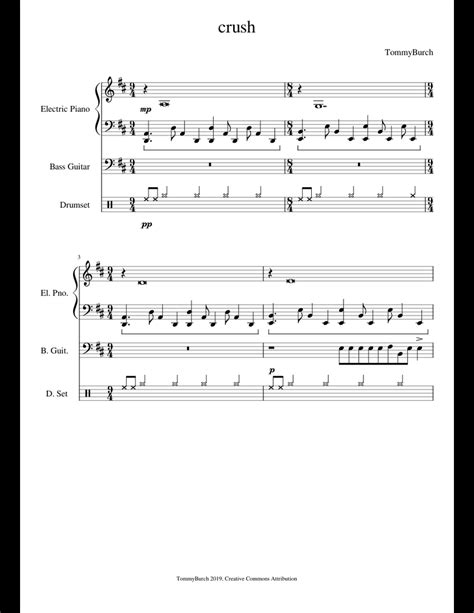 crush sheet music for Piano, Bass, Percussion download free in PDF or MIDI