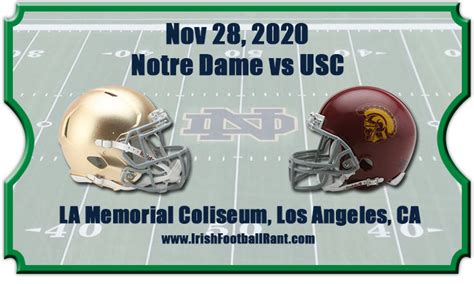 Notre Dame Fighting Irish vs USC Trojans Football Tickets | Irish ...