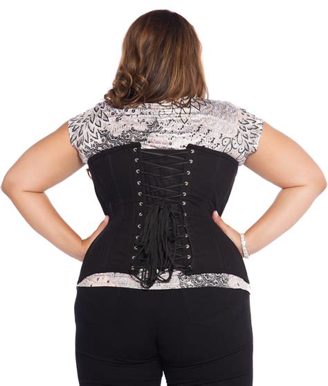 Jolie Black Cotton Plus Size Corset (Underbust Steel Boned Corset)