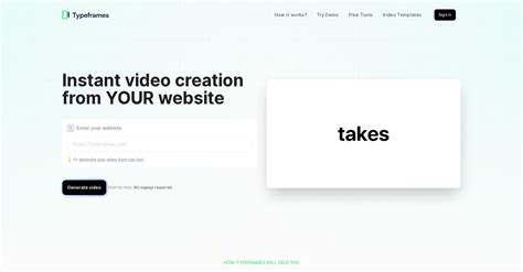 Typeframes - Website to video - TAAFT