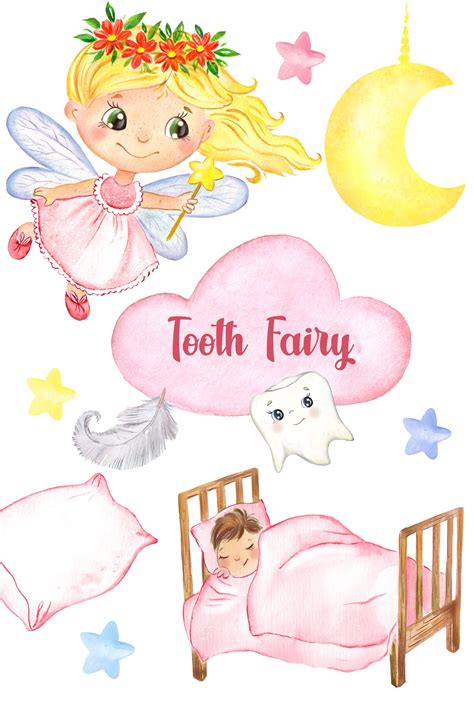 Tooth Fairy watercolor clip art. Part 2 for the baby girl | Etsy | Tooth fairy, Baby clip art ...