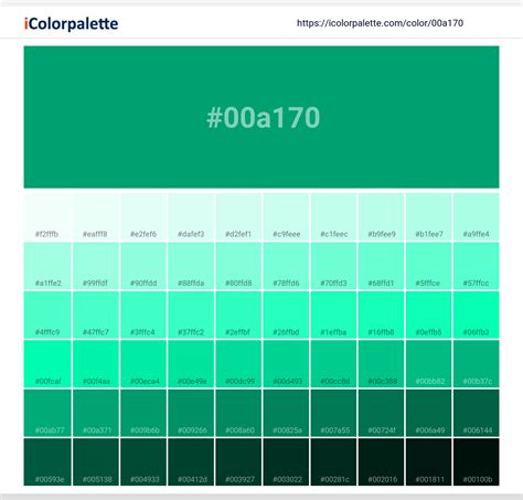 Pantone 16-5938 Tcx Mint Color | Hex color Code #00A170 information | Hsl | Rgb | Pantone