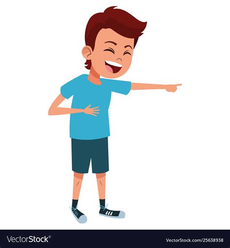 Boy laughing and pointing out Royalty Free Vector Image