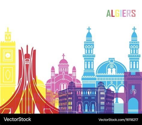 Algiers skyline pop Royalty Free Vector Image - VectorStock