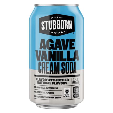 STUBBORN SODA Agave Vanilla Cream Soda, No Artificial Sweeteners, 12 ...