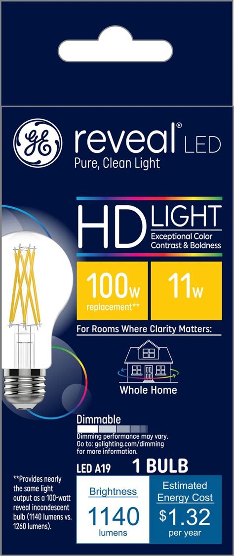 GE Reveal HD+ LED 100 Watt Replacement, Reveal, A19 General Purpose ...