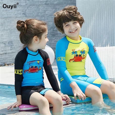 Children's Swimwear 2018 Rashguards Two Piece Swimwear Cute Cartoon Bathing Suit Kids Sunscreen ...